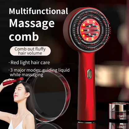 Electric Massage Comb Vibration Red Light Therapy Hair Growth Massage Scalp Brush anti Hair Loss Liquid Oil Applicator